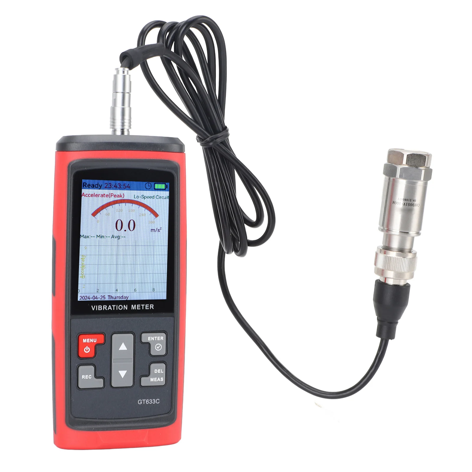 GT633C compteur de vibrations couleur LCD analyseur de vibrations numérique vitesse d'accélération Distance fréquence température Mode de test