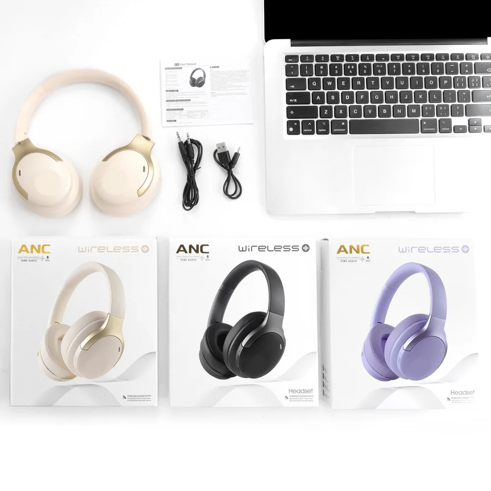 ANC Active Noise Cancelling Over-Ear Wireless Bluetooth5.4 Headphones HIFI Sound Quality Head Mounted Foldable Headset With Mic