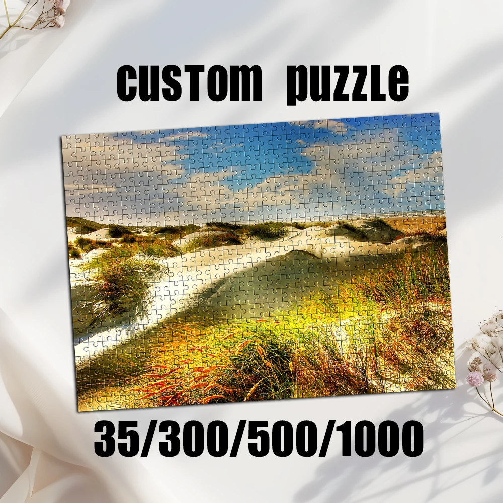 Personalized Custom Photo Puzzle Customized Seaside Dune Vegetation Landscape Theme Puzzle for Adults Kids Toys