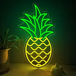 Pineapple LED Neon Sign USB Powered Dimmer Switch Wall Decor Night Light For Dining Room Bedroom Computer Table Fruit Shop Gift