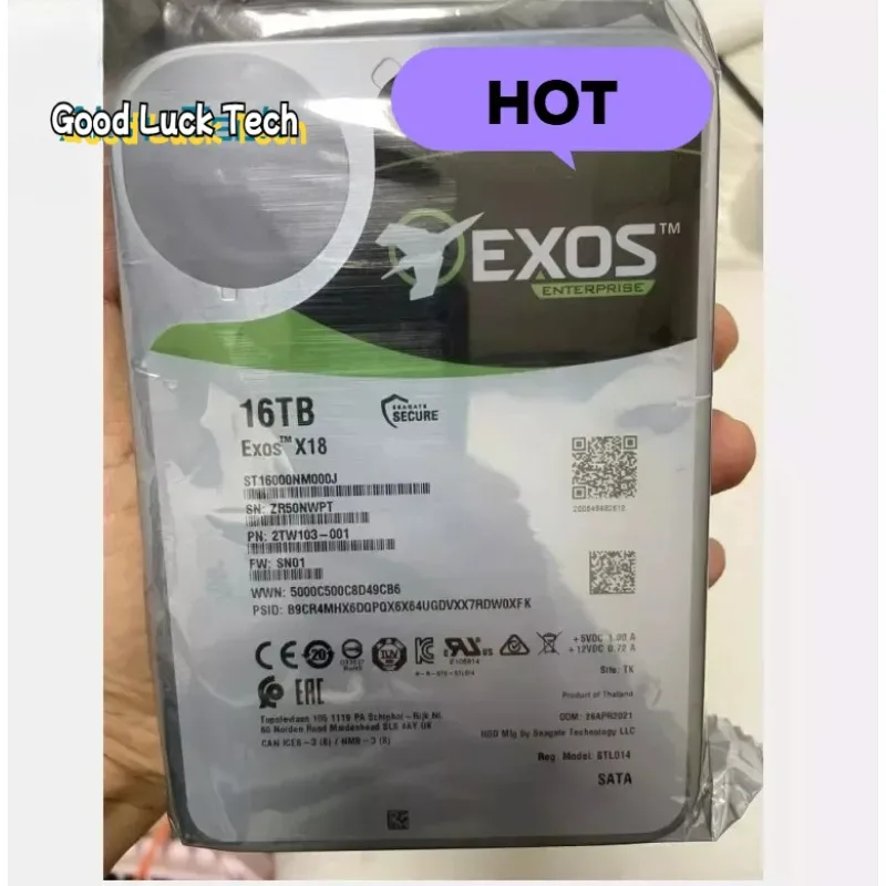 For Seaga-e Exos X18 ST16000NM000J 16TB 7200RPM SATA 6Gb/s 256MB 3.5 inches Enterprise HDD