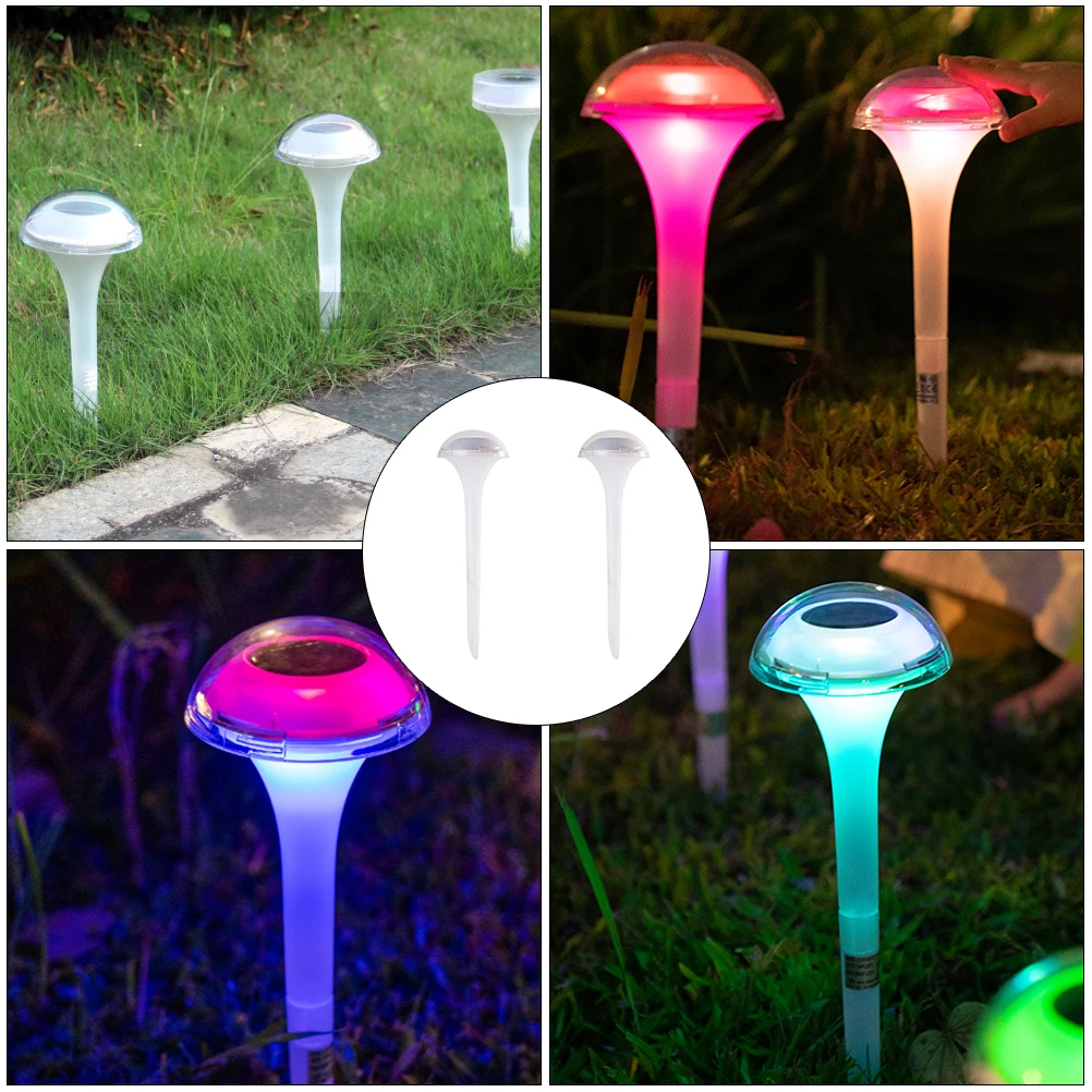 

2Pcs Solar Mushroom Lights for Garden Pathway Decor L scape Lanterns Automatic Charging Durable Plastic Outdoor Lighting