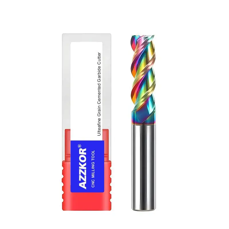 AZZKOR CNC Machine Bewerking Frees HRC50/55/65 1.0-20.0mm 3-Fluit Carbide Platte Frezen voor Aluminium Onderdelen Verwerking