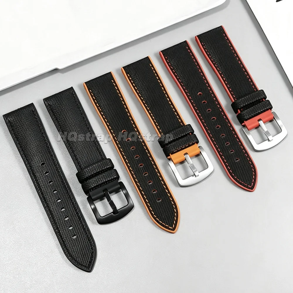 Nylon-Segeltuch-Gummi-Hybrid-Uhrenarmband 18mm 20mm 21mm 22mm Armband Wasserdicht Schweißfest Silikon-Uhrenband Zubehör – Detail 16