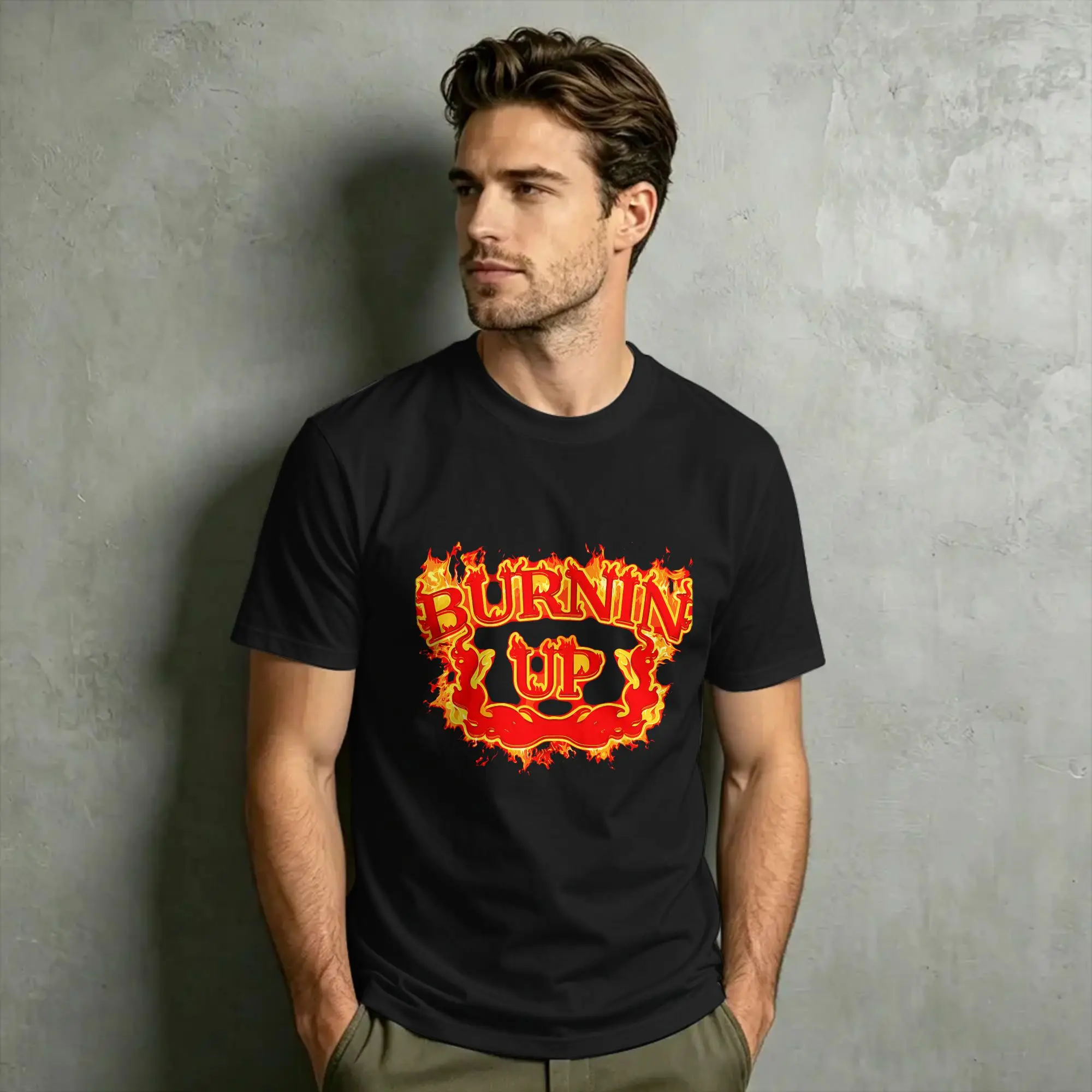 Vintage T Shirt Beach Burnin Up Vintage Flames Hipster T-Shirts  Cotton Tshirt for Men Y2K Fun Cheap Short Sleeve Tops