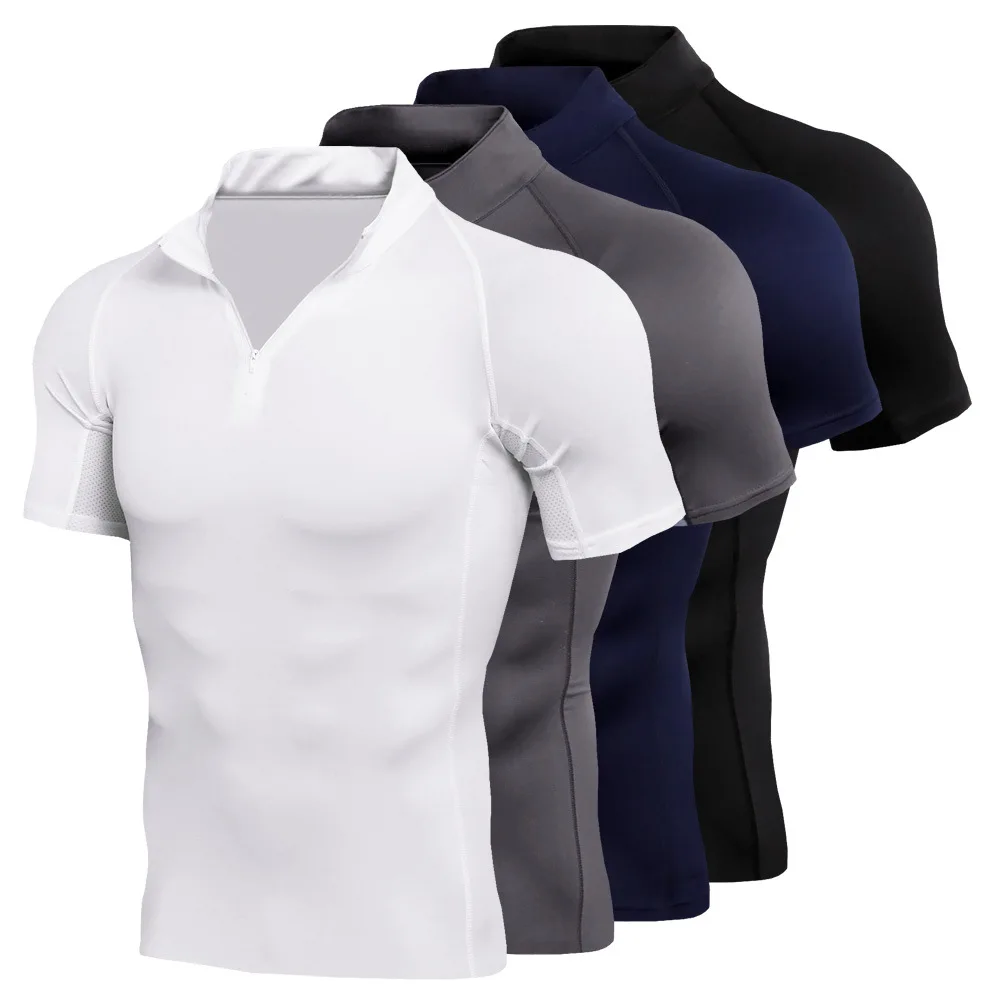 

Men Shaper Shirts Zipper Slim Body Muscle Tops Sweat Dry Underwear