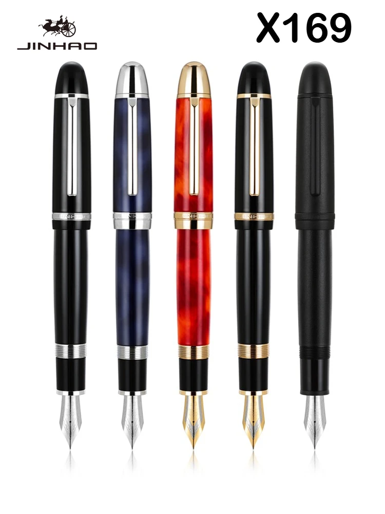 JINHAO X169 만년필 골드 클립 펜 우아한 블랙 EF/F/M 펜촉 쓰기 잉크 펜 Pk 9019 문구 사무용품