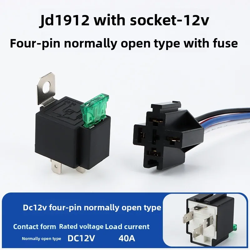 Car Relay 12V/24V30A with Safety Piece Relay 4 Feet/5 Feet with Cable Socket