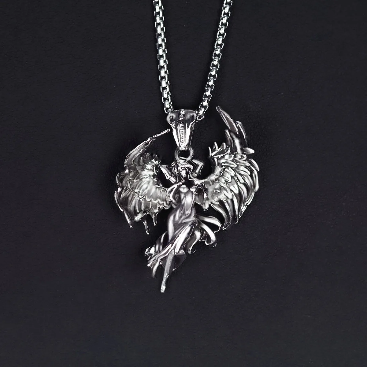 레트로 신화 고딕 악령 천사 날개 여신 펜던트 목걸이, 남녀공용 펑크 행운의 부적 쥬얼리