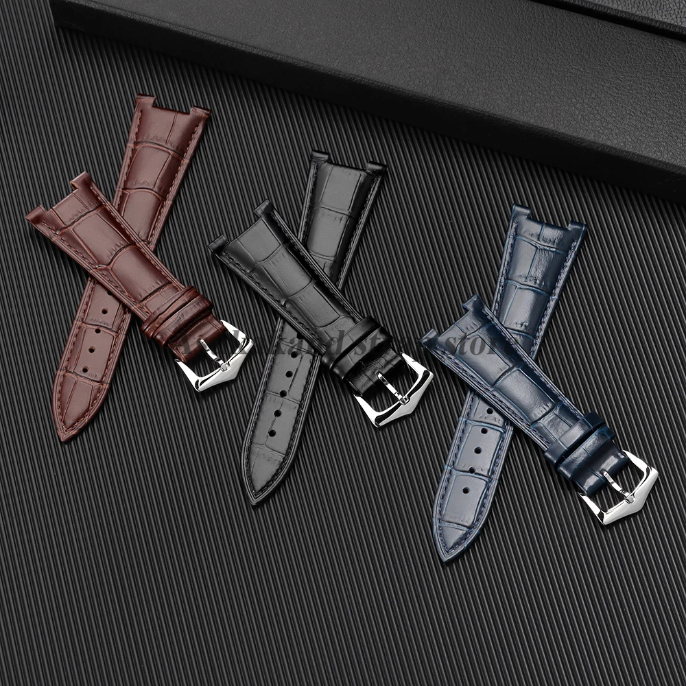 For Patek Philippe Nautilus 55711 5712 5726 5980 Leather Straps 25*13mm Concave Convex Mouth Men Bracelets Watch Band Accessory