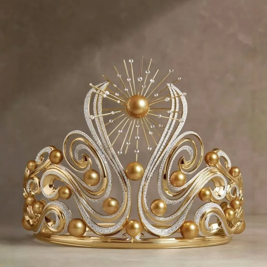 

Cross-border European and American tiara, elegant and luxurious European and American large wedding and birthday tiara, Baroque