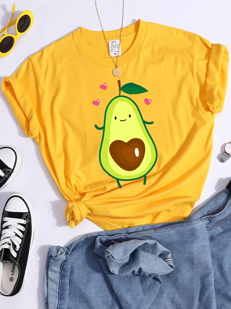 Kawaii Avocado Dancing Cartoons Womens Tshirt Street Hip Hop Crop Top Cool Summer Sweat Streetwear Breathable T Shirts Female