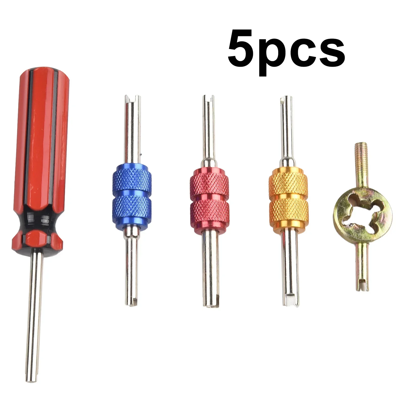 Automotive Tire Valve Core Tire Valve Core 5 Pc Car Valve Stem Core Remover Tire Installer Set Dual Screwdriver