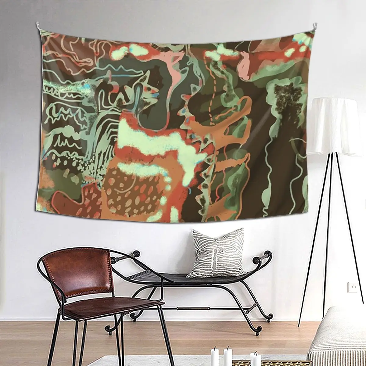 

ArtisticSoft Green Painterly Layers Tapestry Hippie Wall Hanging Aesthetic Home Decoration Tapestries for Living Room Dorm Room