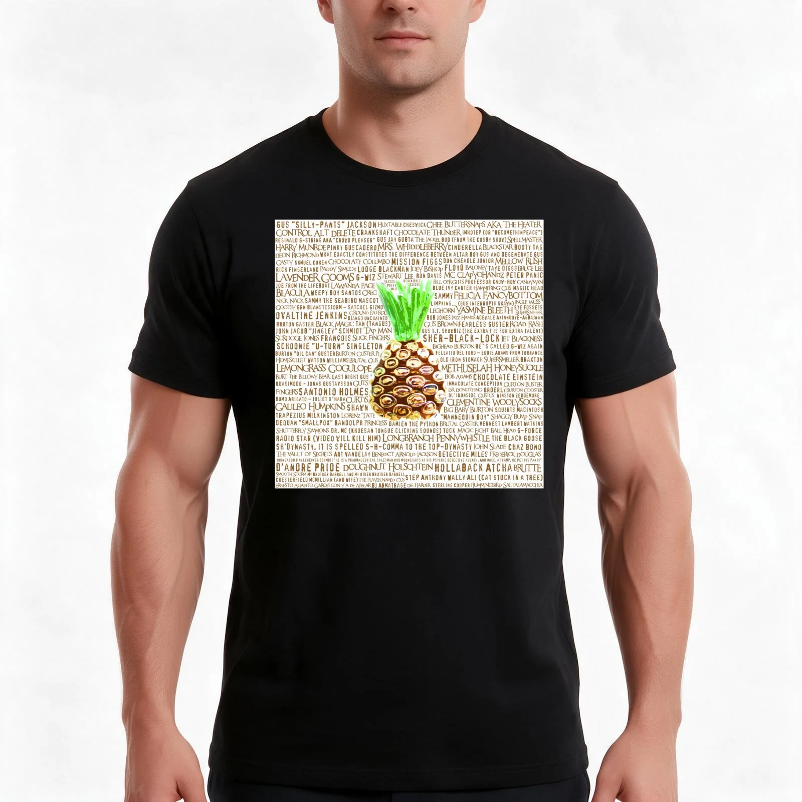 Psych Burton Guster Nicknames - Television Show Pineapple Room Decorative TV Pop Culture Humor Lime Neon Brown T-Shirt