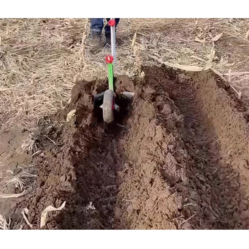 Manual hand-pulled plow, single-person micro-tillage machine, moldboard plow, furrow opener, ridging machine, soil turning and l