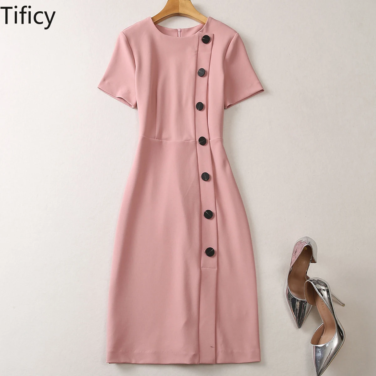 

High Quality Women's Early Autumn New Style Versatile Princess Same Fashion Commuter Side Button Split Slim Fit Party Dress