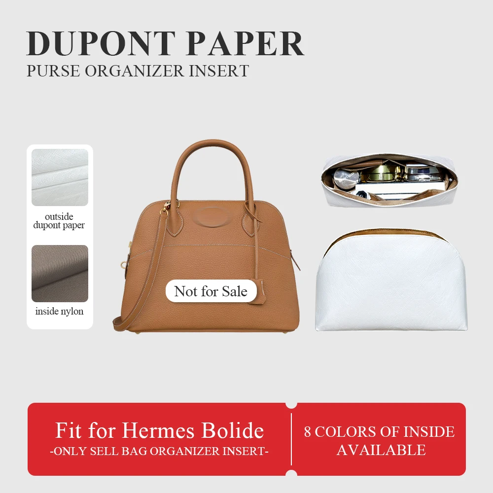 Dupont Paper Purse Organizer Insert Fit for Hermes Bolide Handbag Inside Organizer Bag In Bag Makeup Inner Storage Bag Insert