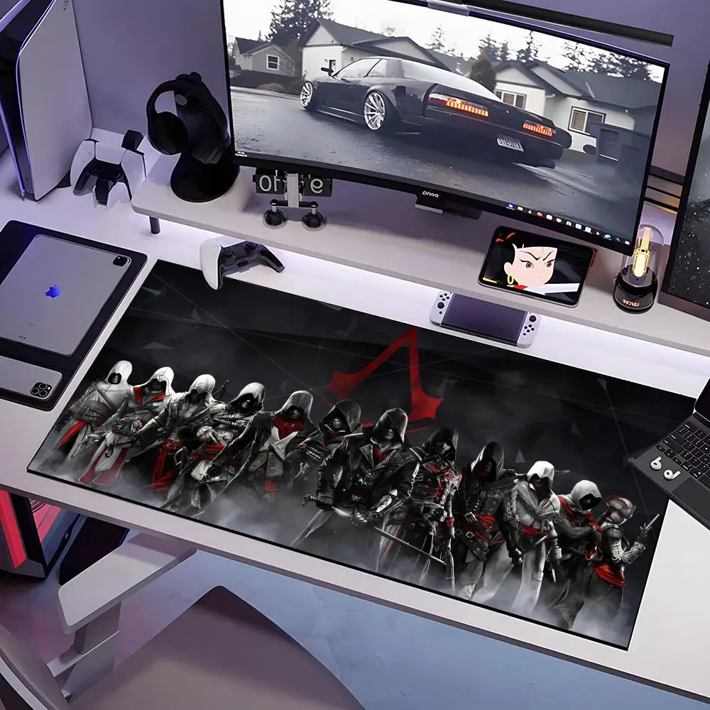 لوحة ماوس ألعاب الكمبيوتر Assassin S Creed كبيرة مضادة للانزلاق من المطاط لوحة ماوس ألعاب متينة حافة سميكة للتماس مناسبة للمكتب #4