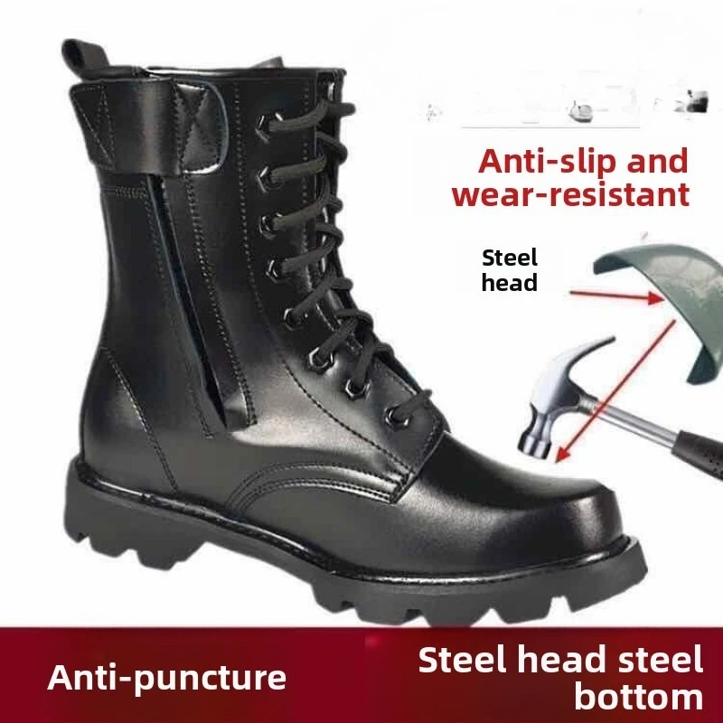 Men's Security Boots High-top Leather Boots Steel Head Work Safety Boot Plush Warm Winter Boots for Men Zapatos Seguridad Hombre