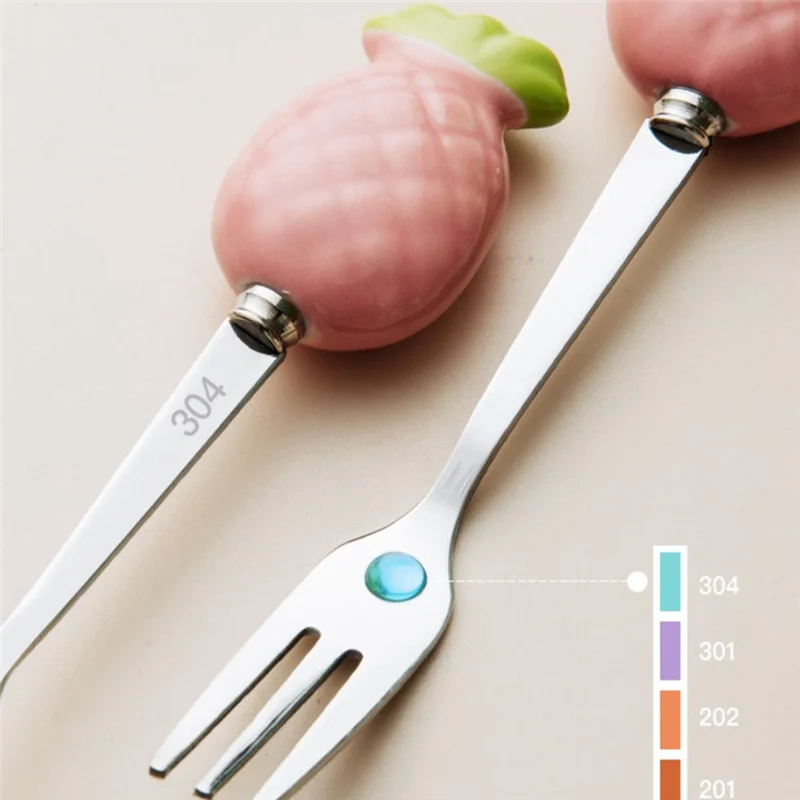 Ensemble de fourchettes à fruits en pot mignon, fourchette à gâteau en acier inoxydable 304, fourchette à Dessert pour fête à domicile, pot de rangement mignon, vaisselle pour enfant-BAAQ
