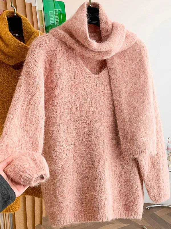 

Loose V-Ne Pullover Sweater Women's plus Size Korean Sle Casual Knitted Top Winter Thiened Long Sve Basic irt