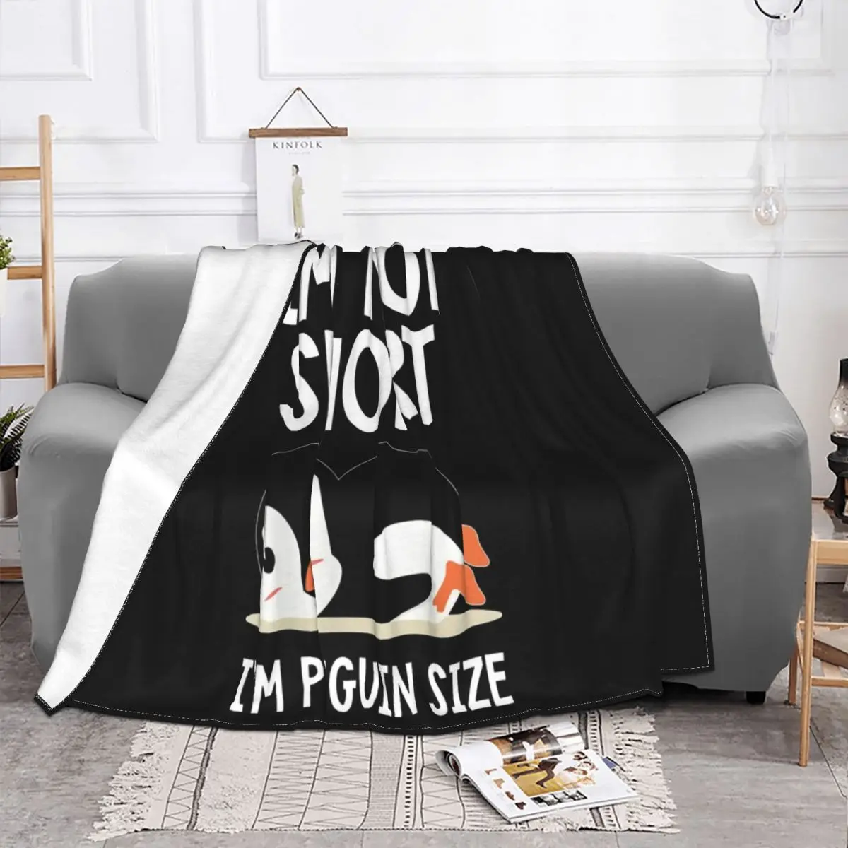 Im Not Short Im Penguin Size Cute Penguin Lover Gifts Game Punk Anime Steampunk Fresh Design Beautiful Design Throw Blanket