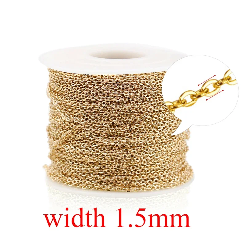 2 m Edelstahlkette für Schmuckherstellung, Kabel, Roségold, Silberketten, Halskette für DIY-Schmuckzubehör im Großhandel