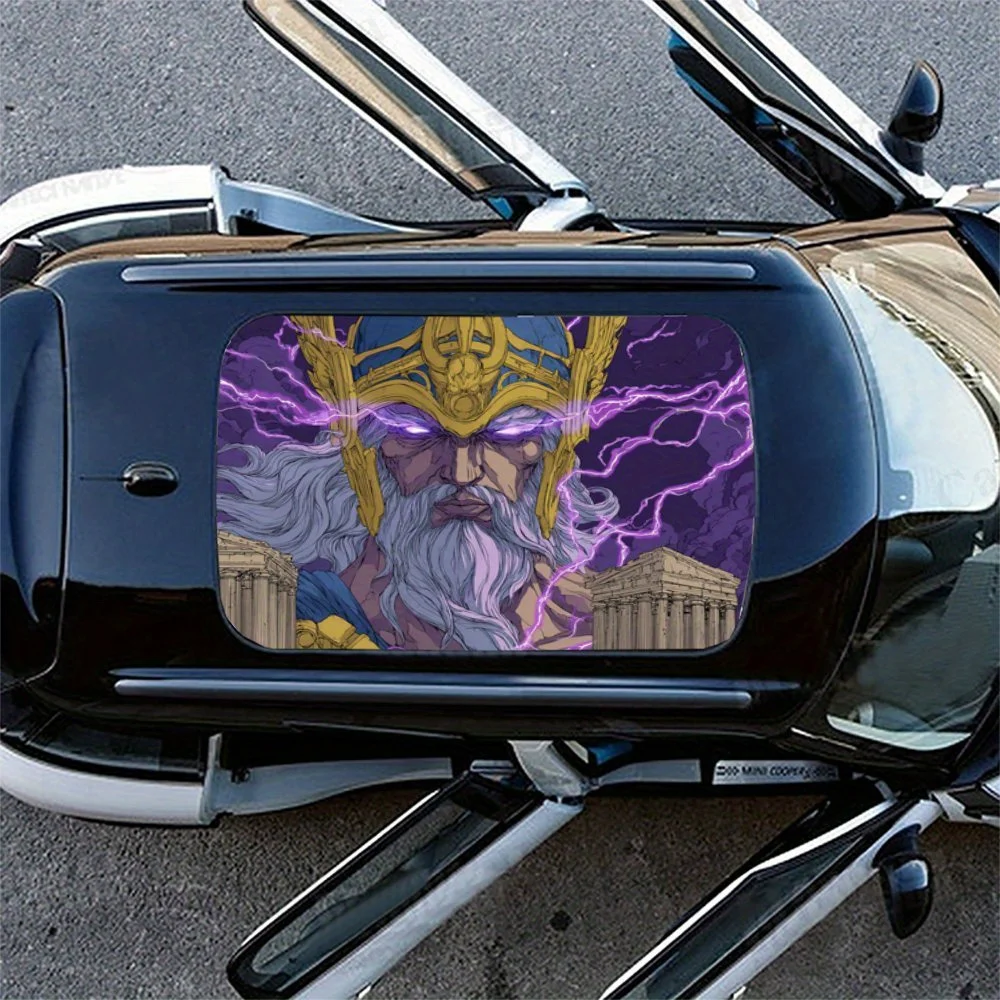 ملصق سقف السيارة PVC بطباعة Thunder Lord، ملصق فينيل للسيارة ذاتي اللصق مقاوم للماء، ملصقات حماية لتزيين السيارة، سهل التركيب
