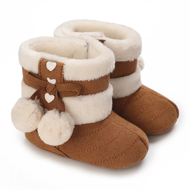 Baby Foot Protection Cover With Thick Velvet For Warmth Sweet Princess Girls' Soft Soled Shoes For Toddlers And Toddlers