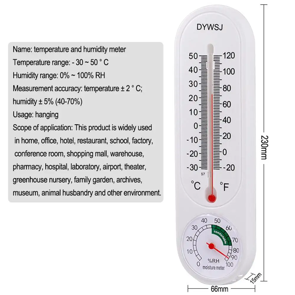 Indoor Temperature Humidity Meter Wall-mounted Pointer Humidity Meter Thermometer For Household Greenhouse