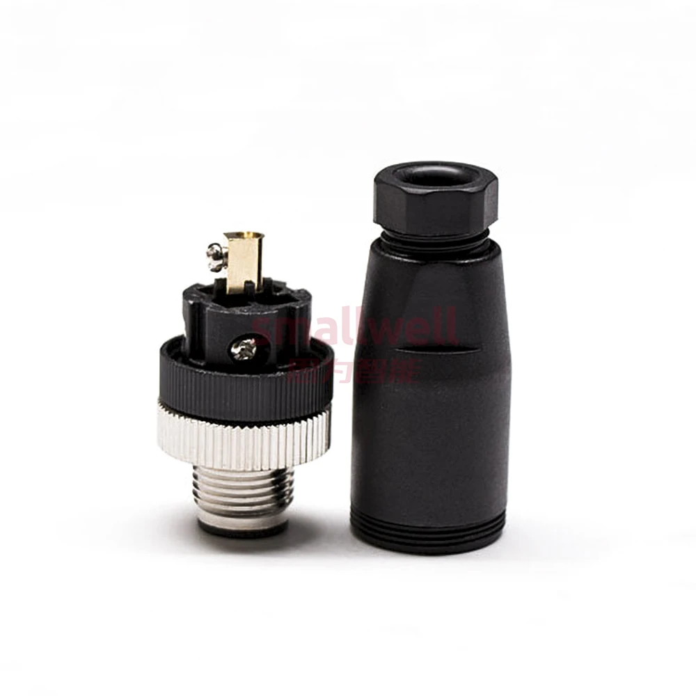 M12 5-Pin Male Plug, B-Coded, Straight Pin Field Connector, Non-Shielded, Screw Locking for Industrial Sensors
