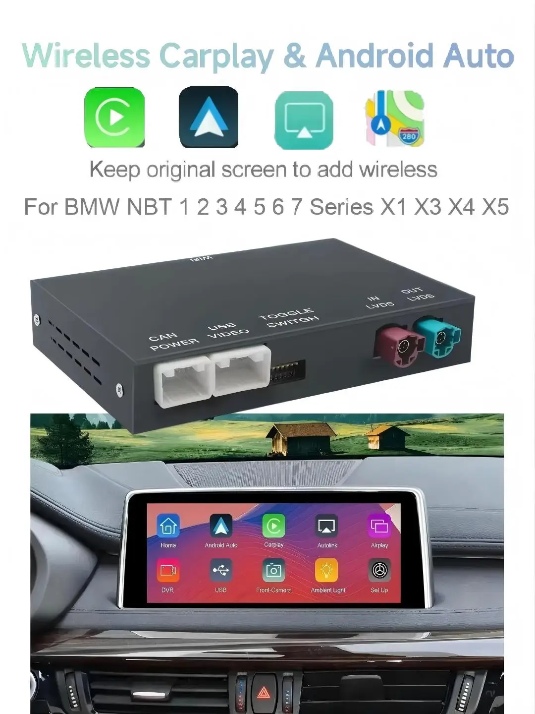 CarPlay اللاسلكي وأندرويد السيارات لنظام BMW NBT CIC 1 2 3 4 5 سلسلة X1 X3 X4 X5 F20 F21 E84 وظائف وصلة المرآة فك