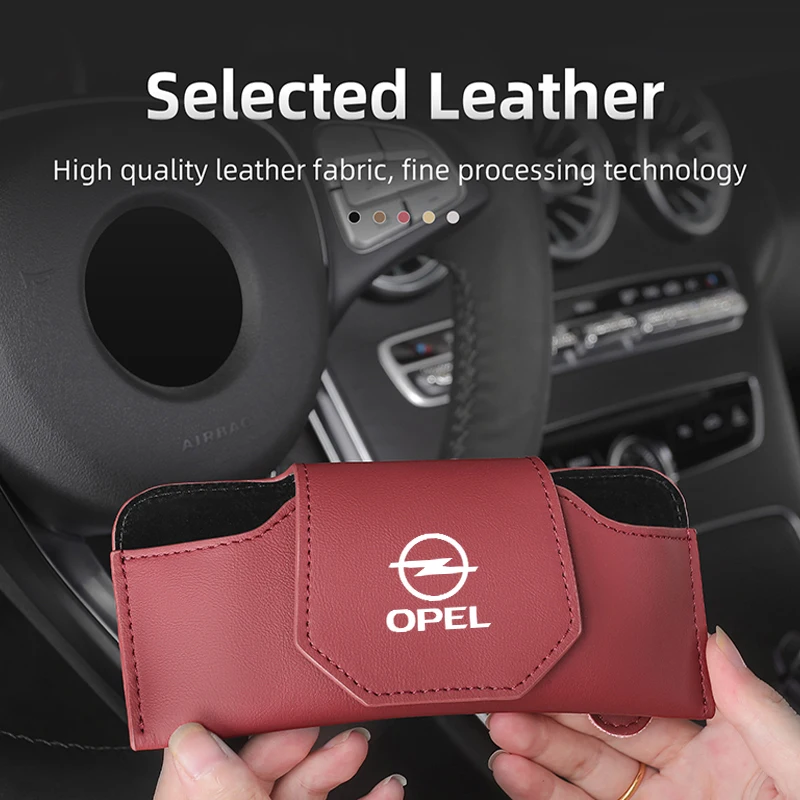 Magnetic Leather Storage Sunglasses Case Car Sun Visor Holder For Opel Insignia Corsa Zafira Mokka Grandland Antara Ampera