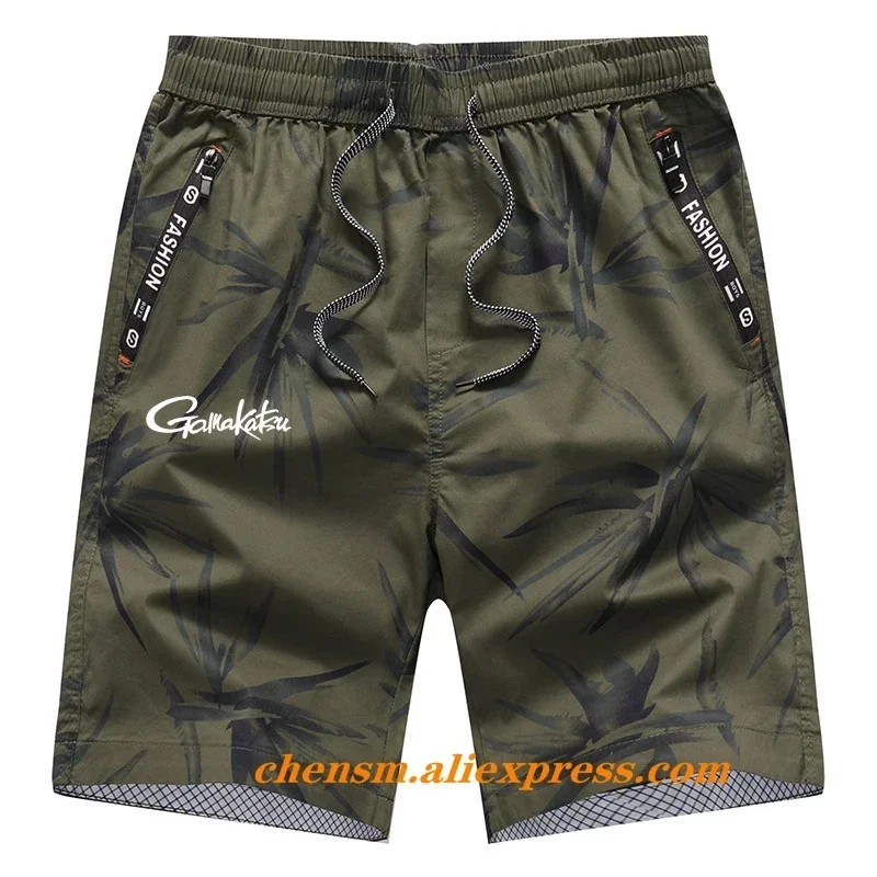 Gamakatsu Breathable Fishing Shorts Men Multi-pocket Quick Dry Fishing Clothes Beach Shorts Cycling Pants Elastic Waist Summer