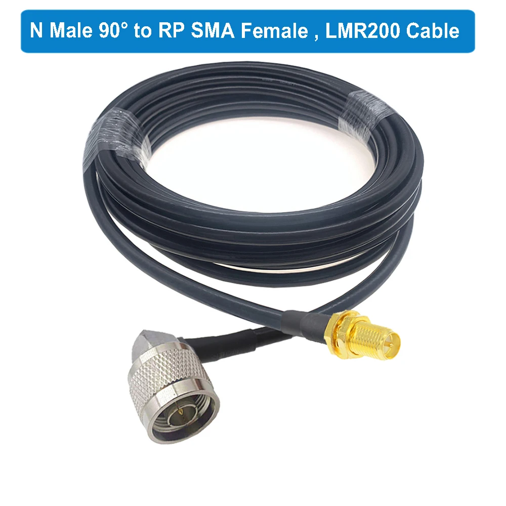 LMR200 SMA-Stecker auf N-Stecker, rechtwinkliger Koaxialkabel-Jumper mit geringem Verlust für 4G LTE Wireless Router Gateway Cellular ADS-B Radio