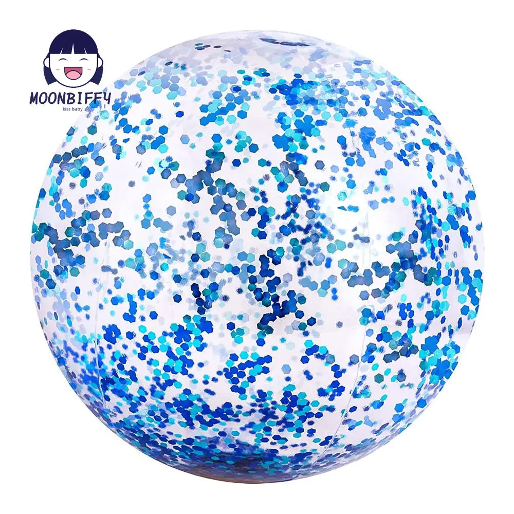 Inflatable Glitter Beach Ball Summer Water Ball Sequin Beach Balls for Summer Beach Swimming Pool Party Toys for Kids Adult