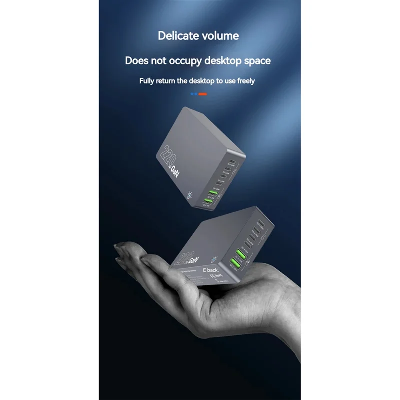 

220 Вт GAN 6-портовое USB PD 100 Вт Зарядное устройство для ноутбука USB Type C QC3.0 Станция быстрой зарядки для телефона, планшета, ноутбука-N33R