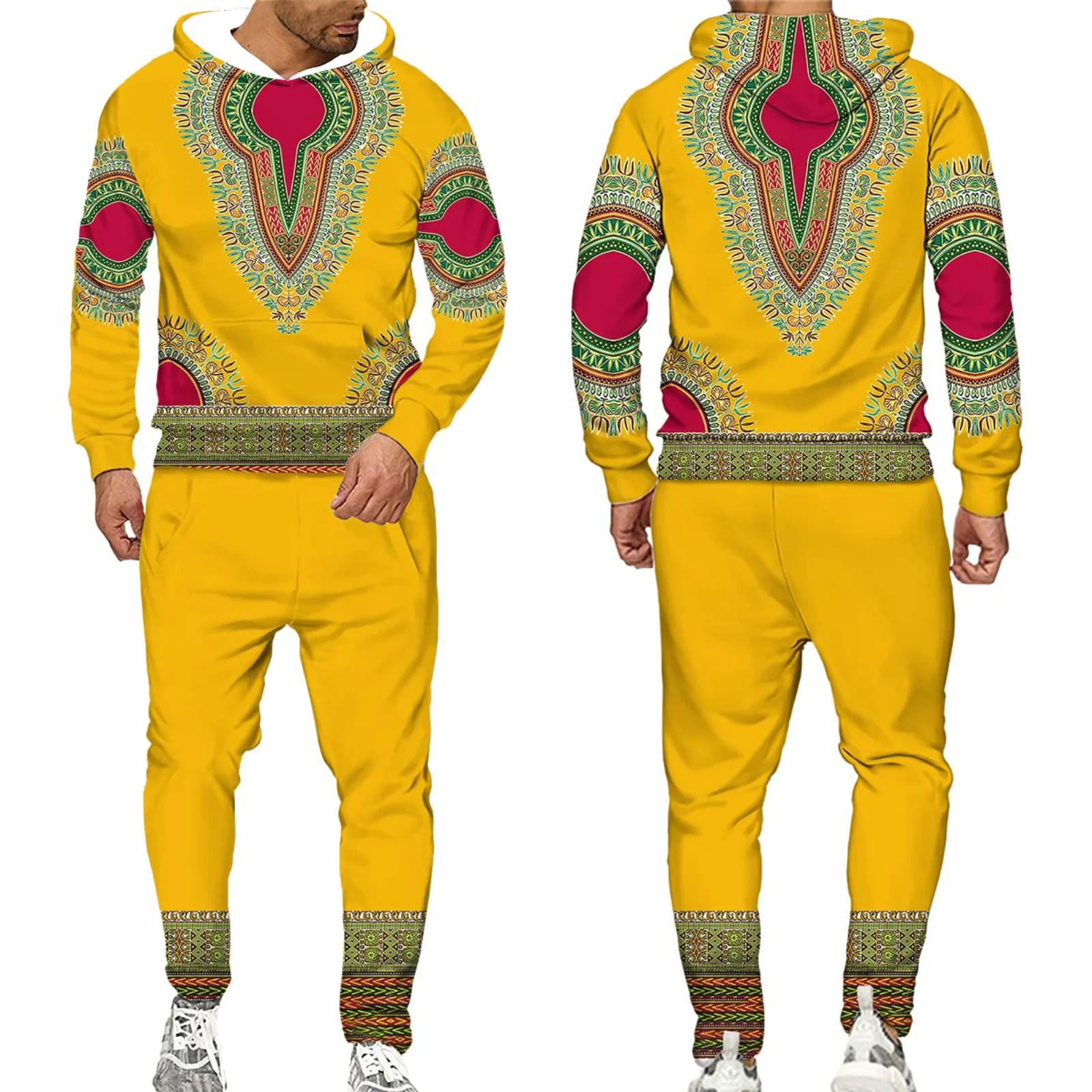 Sudadera Unisex con estampado 3D Retro africano, chándal para hombre, conjunto de 2 piezas con capucha, ropa de moda para hombre, S-5XL, triangulación de envíos