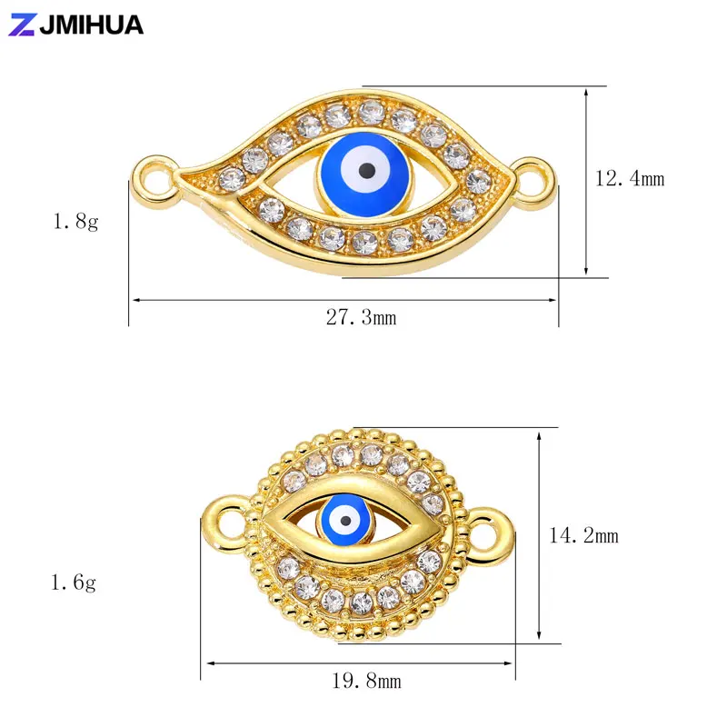 터키 악마의 눈 커넥터, 쥬얼리 제작 용 크리스탈 용품 참, DIY 목걸이 팔찌 결과 액세서리, 10 개