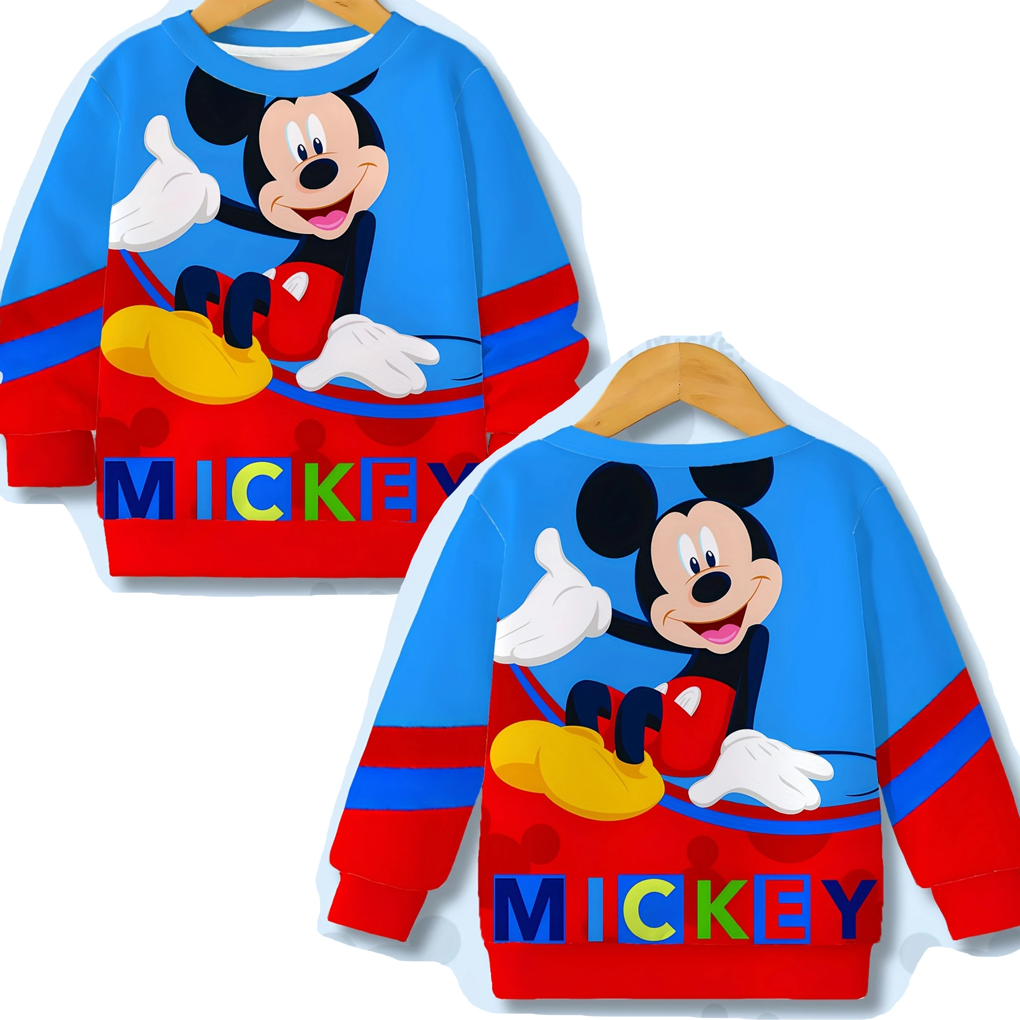 حار بيع الاطفال الخريف الشتاء الأعلى، ديزني البلوز، الكلاسيكية ميكي الأحمر الأزرق الطباعة، الفتيان الفتيات ملابس خارجية وطبقة الأساسية