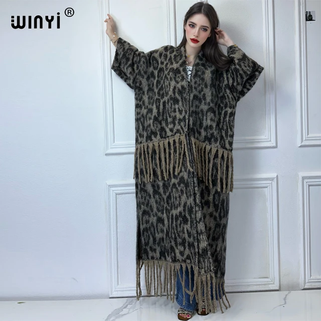 Cardigán africano de invierno mujer en estampado leopardo