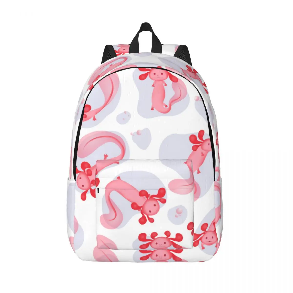 Pink Axolotls Floating In Water Drops Backpack Male School Student Backpack Female Large Capacity Laptop Backpack