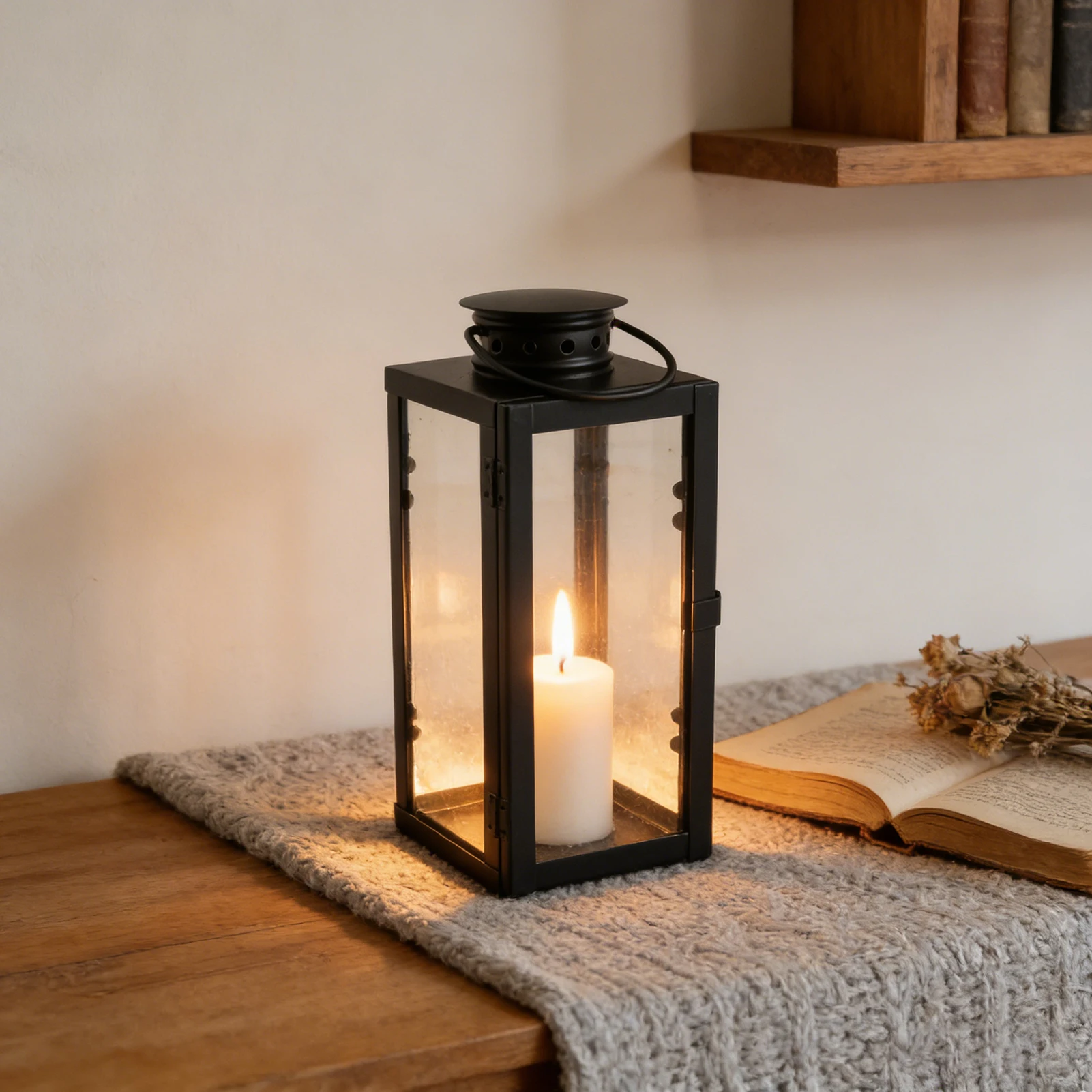 Iron Candle Lantern Vintage Decorative Metal Hanging Candle Holder for Living Room Courtyard