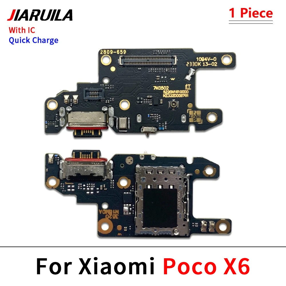 USB Charging Port Microphone Dock Connector Board Main FPC Motherboard Connect Mainboard Flex Cable For Xiaomi Poco X6 / X6 Pro