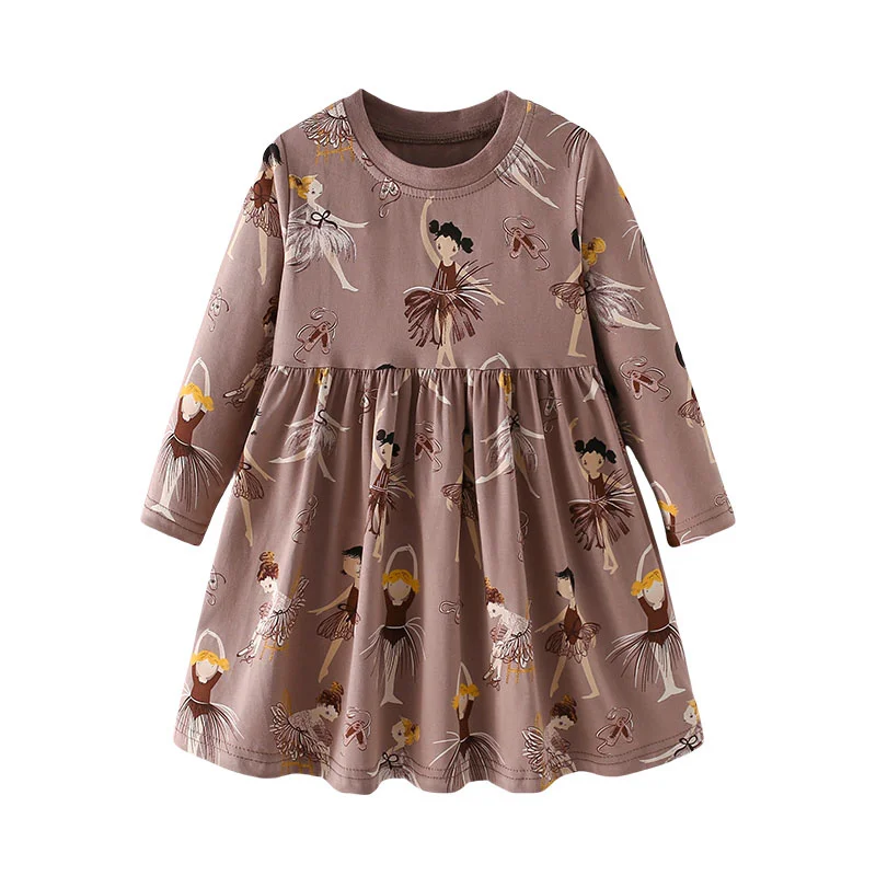 Jumping Meters 2-7 Hot Selling Princess Girls Dresses Fairy Tale Cotton Long Sleeve Children's Clothes Party Fashion Kids Frocks