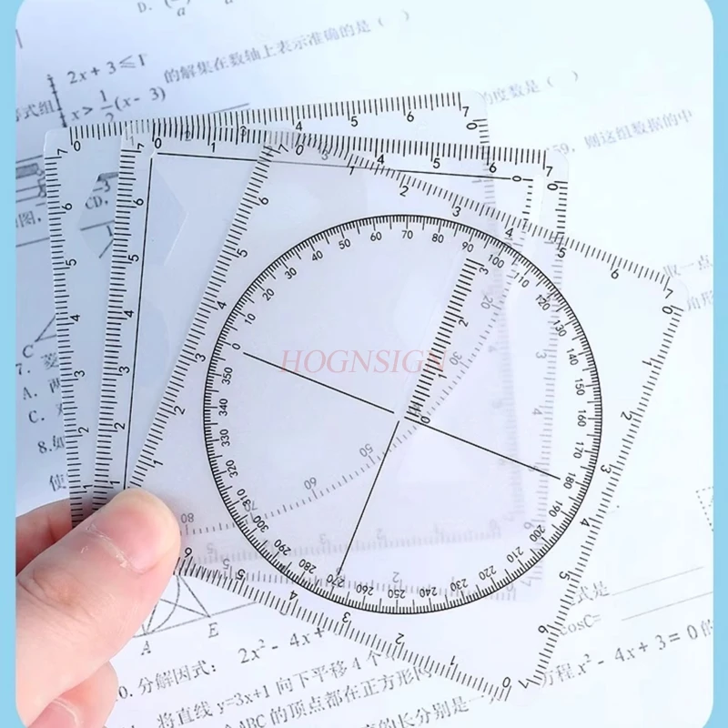5 قطعة مسطرة الخصم الرياضية ، مسطرة شبكة محددة للطلاب ، منقلة ، مسطرة مربعة ، مسطرة حل وظيفة قابلة للمسح