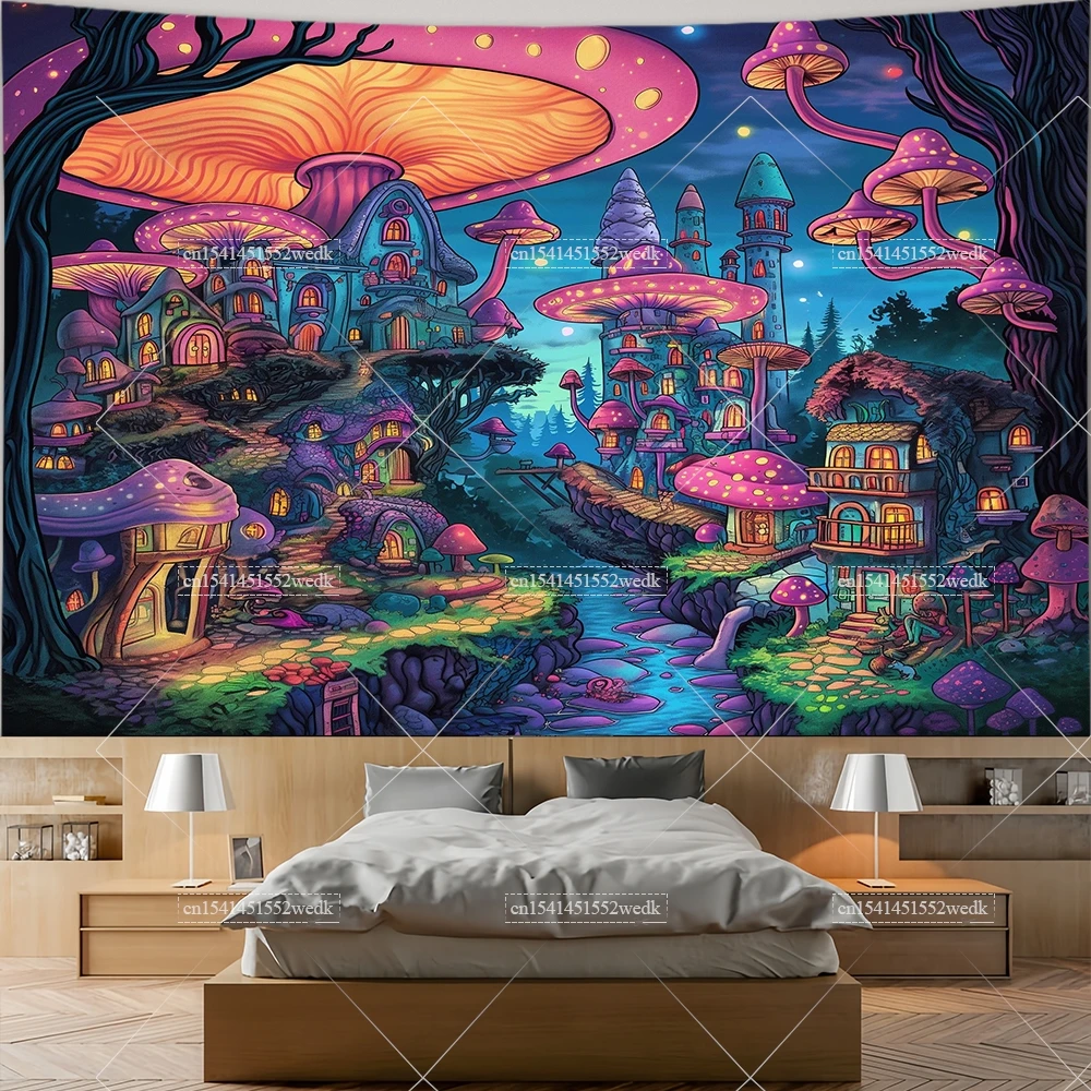 

Shroom Mushroom Tapestry Celestial Moon Phases Flowers Landscape Tapestry Aesthetic Room Decor Floral Posters Art Tapestries