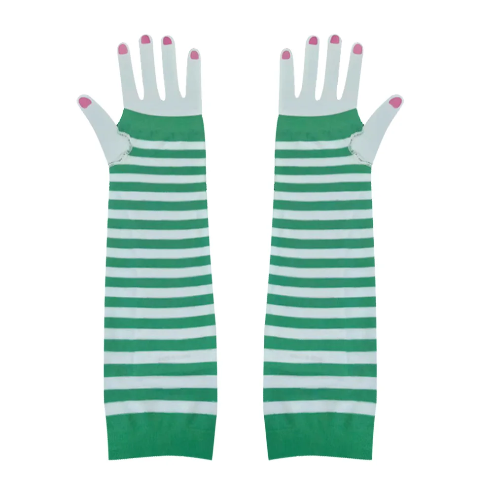 

St.Patrick's Day Long Gloves Green Striped Long Gloves Long Gloves Sleeve Party Striped Long Gloves
