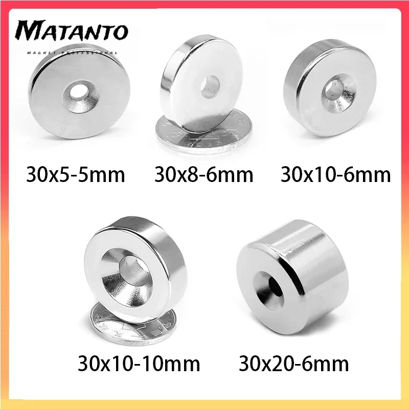 30x5-5 30x8-6 30x10-6 30x20-6 Round Super Powerful Strong Magnetic Magnets 30*20 mm Hole 6mm Countersunk Neodymium Magnet